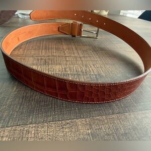 Martin Dingman Mens Belt Alligator Grain Calf w/ Saddle Lea. Lining Sz. 34 NWOT!